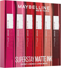 Maybelline New York - Exclusive Set of 6 Long-Lasting Liquid Lipsticks - Superstay Matte Ink - Shades: Lover (15)/Seductress (65)/Artist (120)/Dancer (118)/Pioneer (20)/Voyager (50)