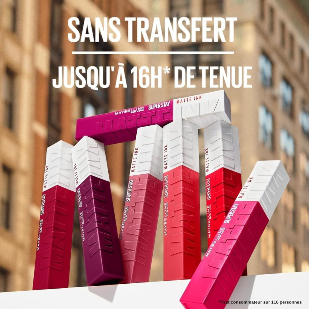 Maybelline New York - Exclusive Set of 6 Long-Lasting Liquid Lipsticks - Superstay Matte Ink - Shades: Lover (15)/Seductress (65)/Artist (120)/Dancer (118)/Pioneer (20)/Voyager (50)