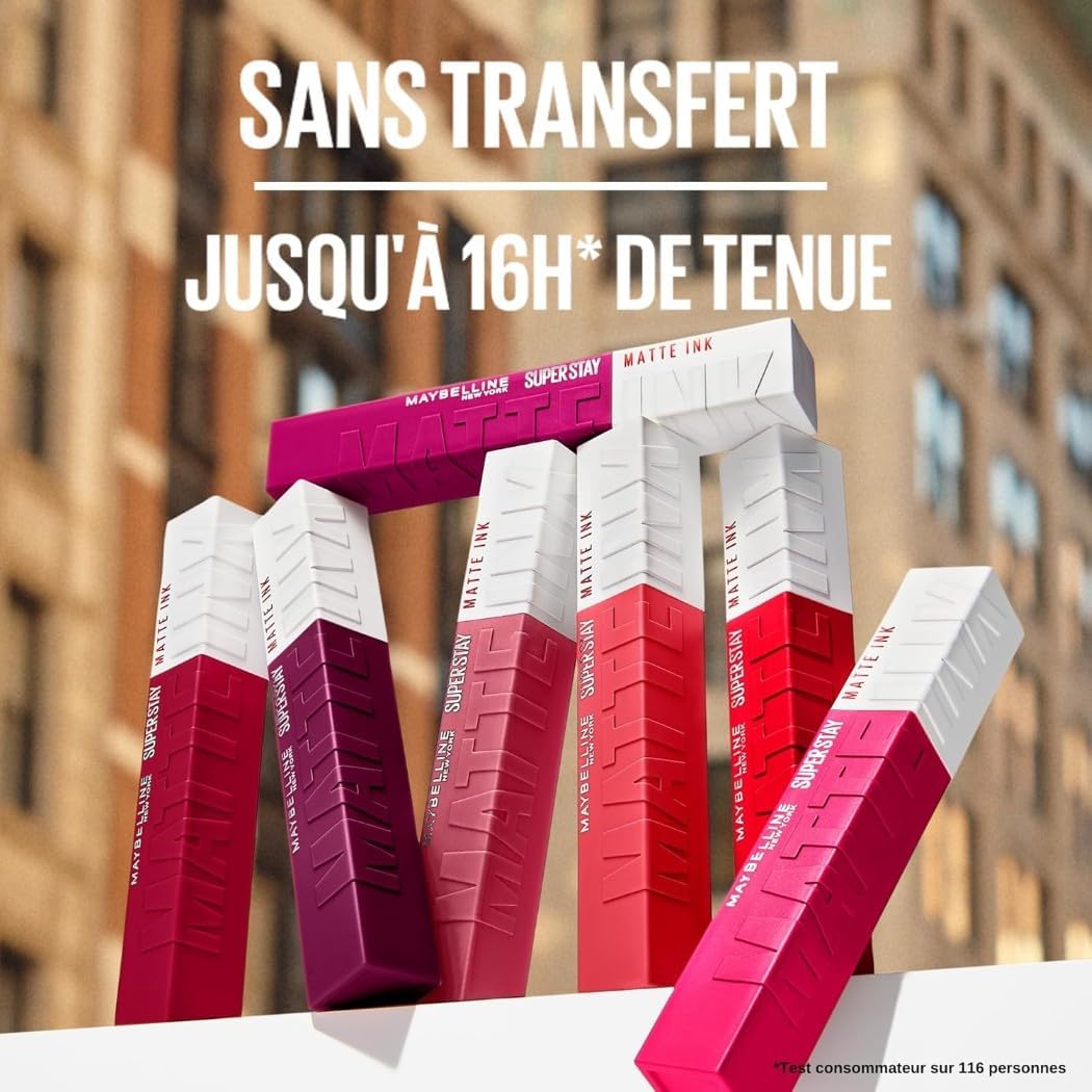 Maybelline New York - Exclusive Set of 6 Long-Lasting Liquid Lipsticks - Superstay Matte Ink - Shades: Lover (15)/Seductress (65)/Artist (120)/Dancer (118)/Pioneer (20)/Voyager (50)