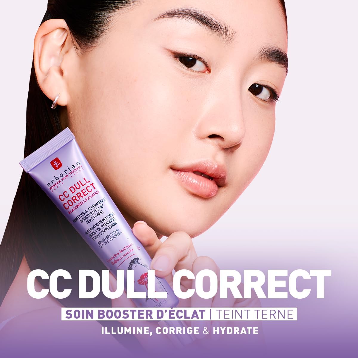 Erborian - CC Dull Correct - Soin Perfecteur Automatique de Teint - à Base de Centella Asiatica - Booster d’Eclat Illuminateur, Peau Unifiée - Crème Visage - Produit Coréen